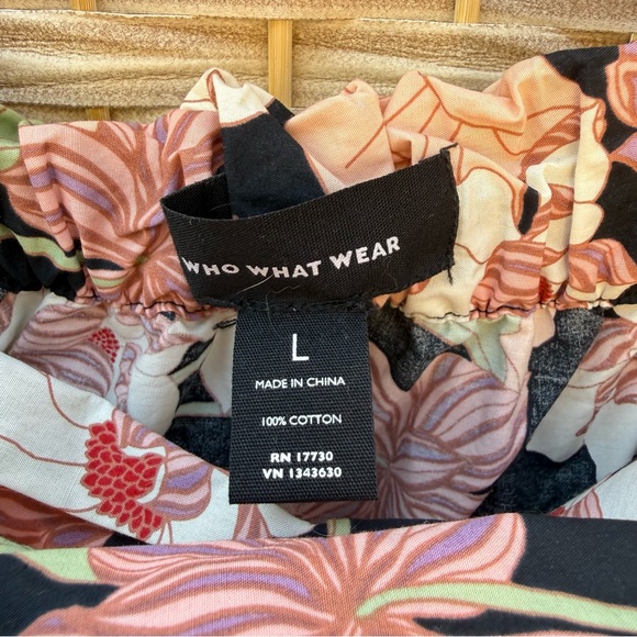 Who What Wear Black Floral Tie-Waist Maxi Skirt, Bohemian Summer Skirt Size L - Picture 3 of 6